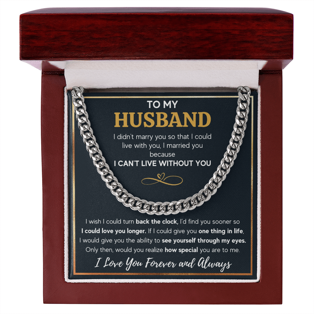 TO MY HUSBAND EYES CUBAN LINK CHAIN NECKLACE GIFT SET