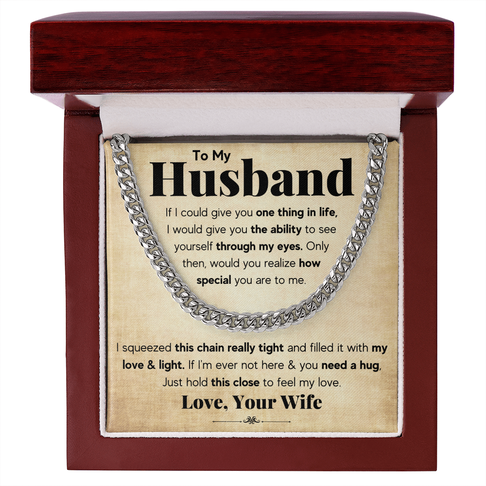 TO MY HUSBAND SQUEEZED CUBAN LINK CHAIN GIFT SET
