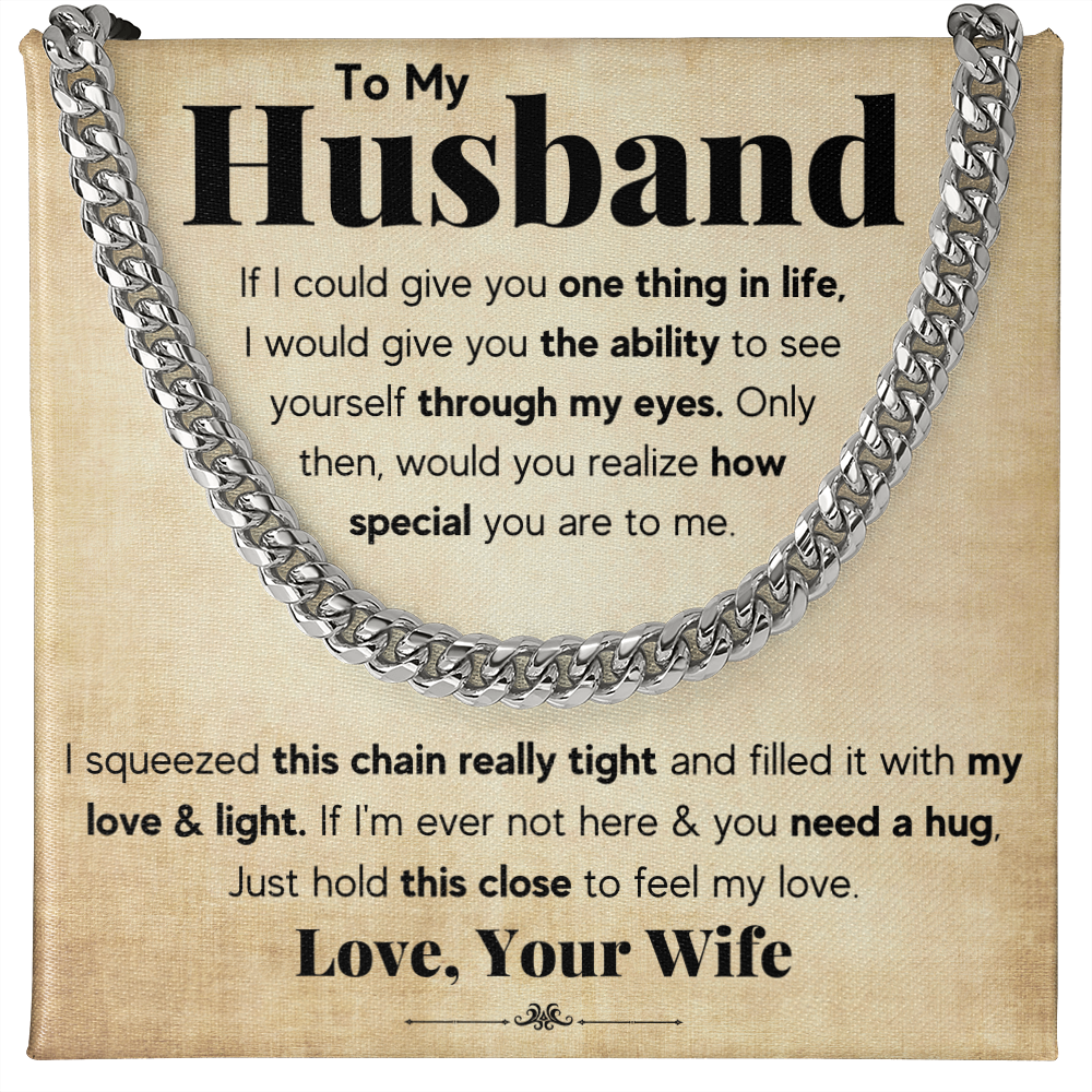 TO MY HUSBAND SQUEEZED CUBAN LINK CHAIN GIFT SET