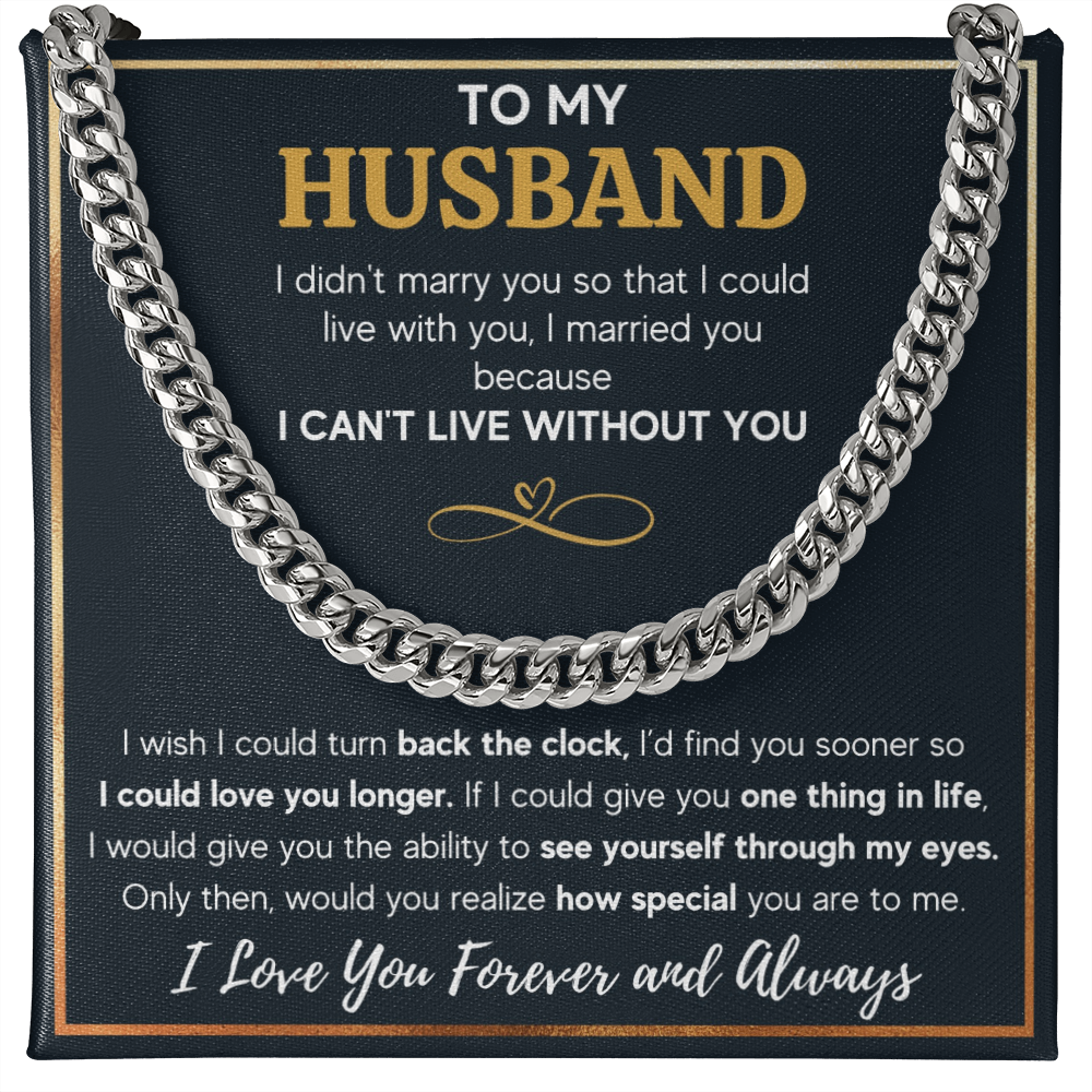 TO MY HUSBAND EYES CUBAN LINK CHAIN NECKLACE GIFT SET