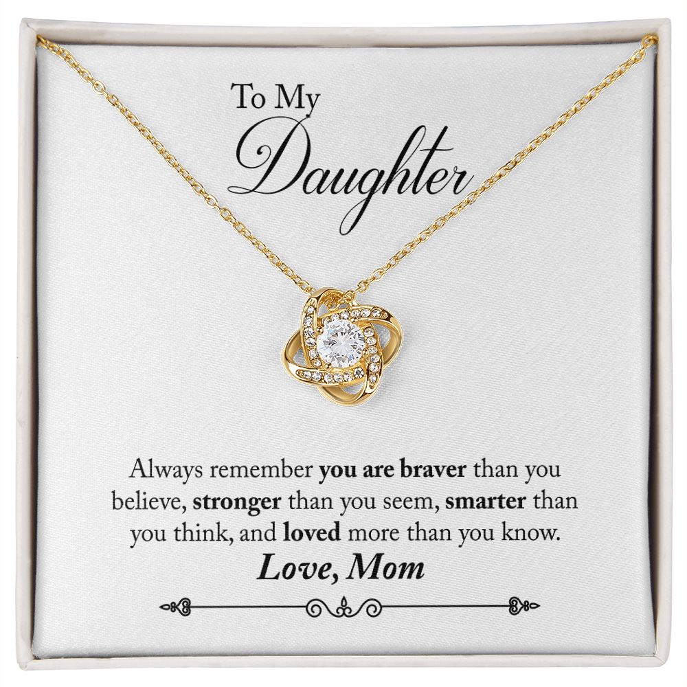 TO MY DAUGHTER BRAVER LOVE KNOT NECKLACE GIFT SET