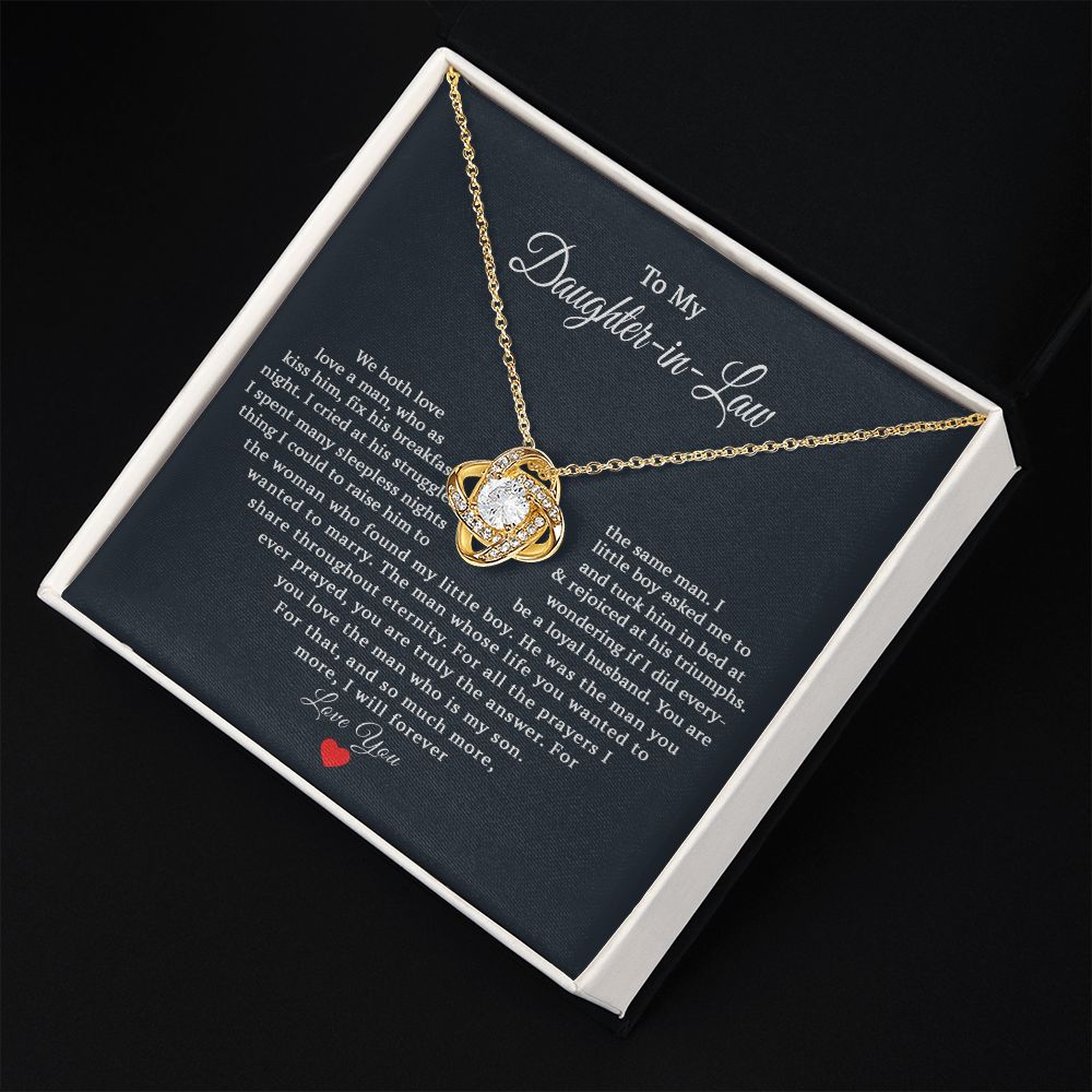TO MY DAUGHTER IN LAW HEART LOVE KNOT NECKLACE GIFT SET