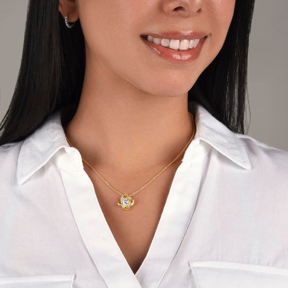 HAPPY 15TH BIRTHDAY WRAPPED LOVE KNOT NECKLACE