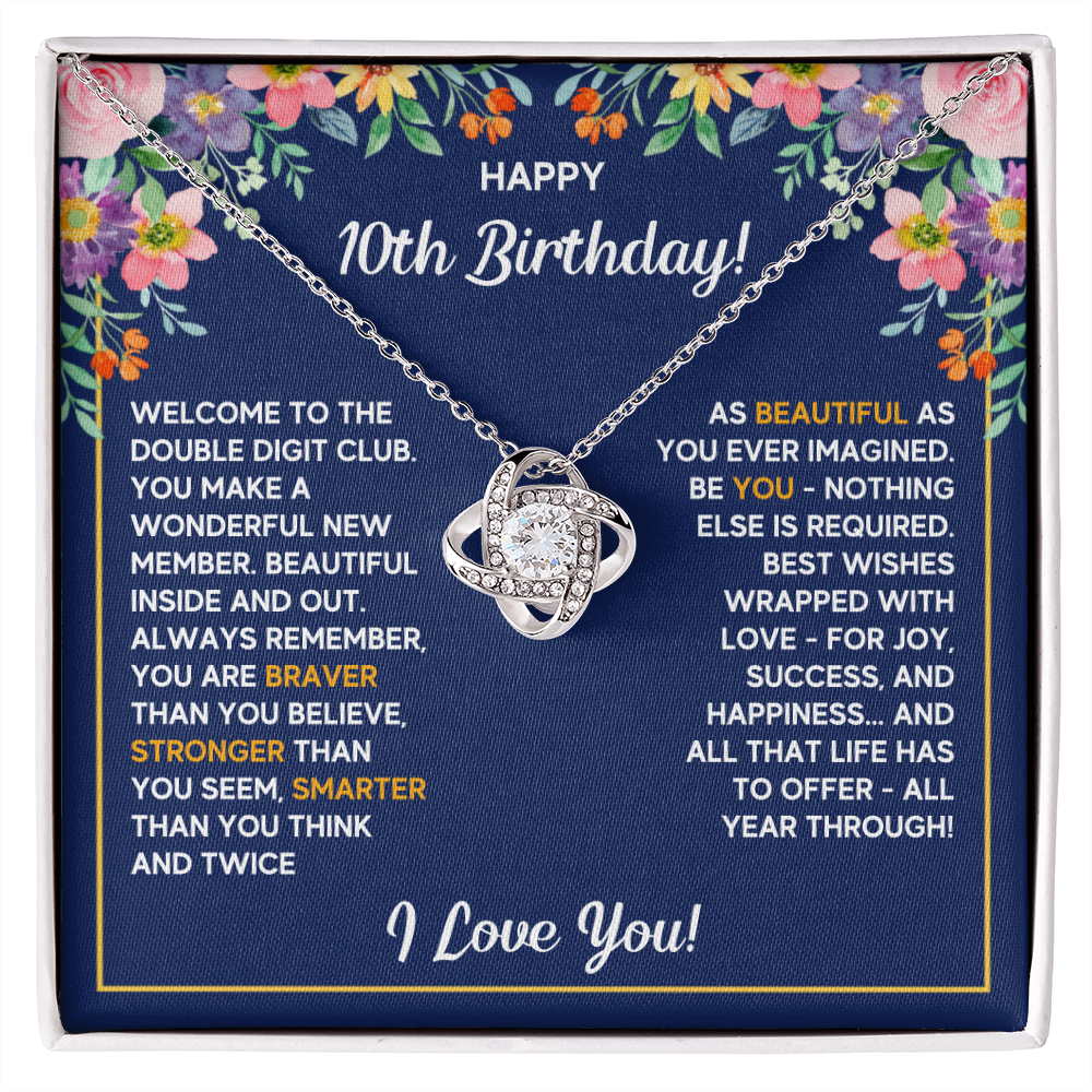 10TH BIRTHDAY LOVE KNOT NECKLACE GIFT SET