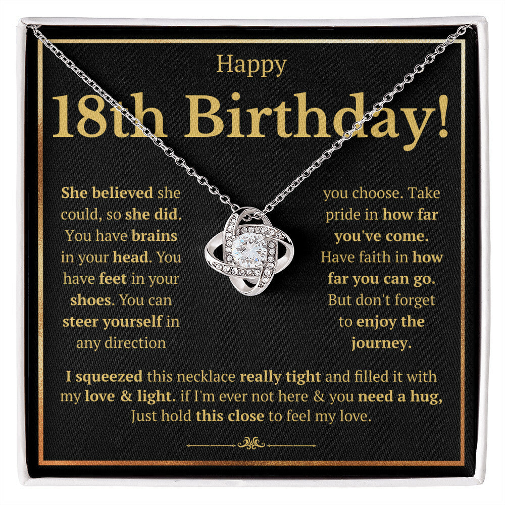 18TH BIRTHDAY SQUEEZED LOVE KNOT NECKLACE GIFT SET