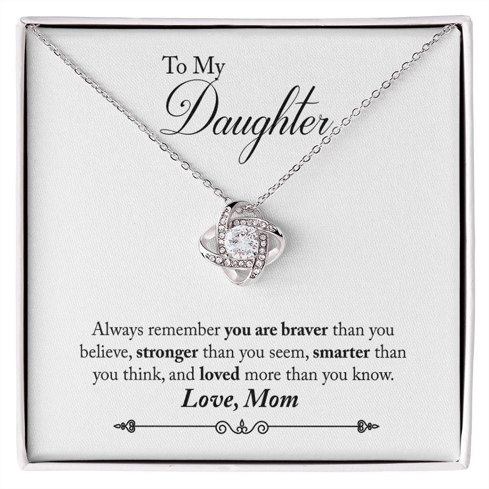 TO MY DAUGHTER BRAVER LOVE KNOT NECKLACE GIFT SET