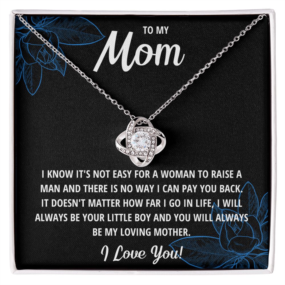 TO MY MOM LITTLE BOY BLACK LOVE KNOT NECKLACE GIFT SET