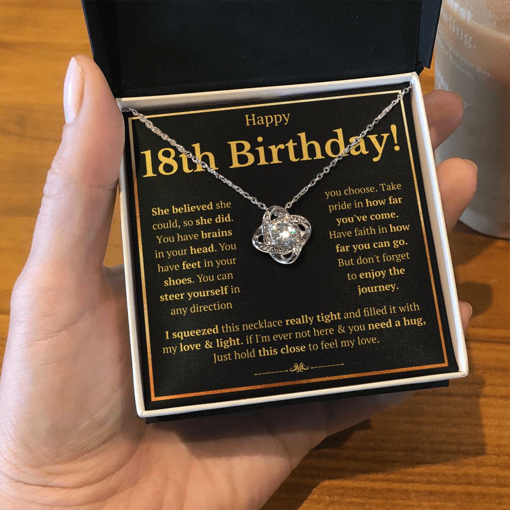 18TH BIRTHDAY SQUEEZED LOVE KNOT NECKLACE GIFT SET