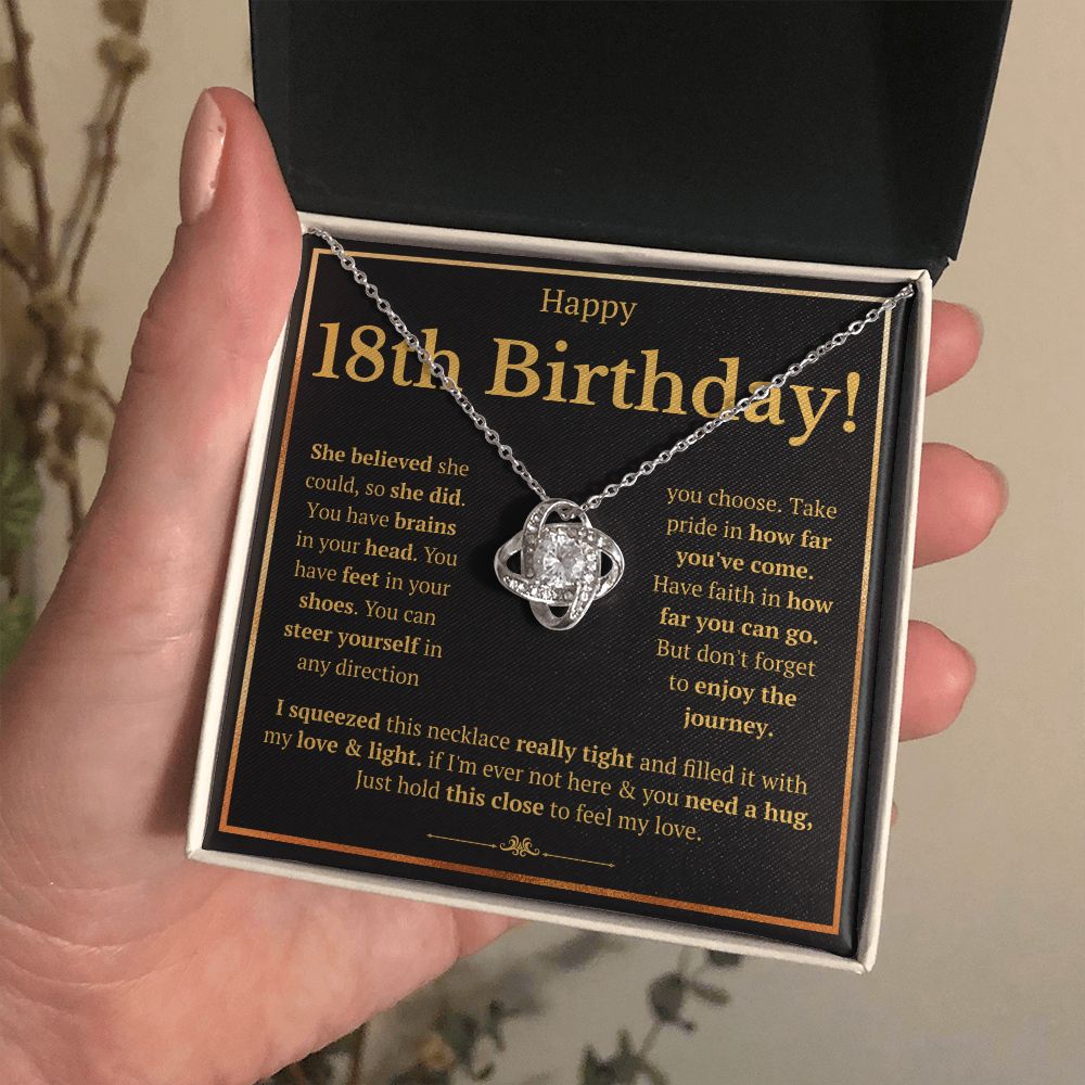 18TH BIRTHDAY SQUEEZED LOVE KNOT NECKLACE GIFT SET