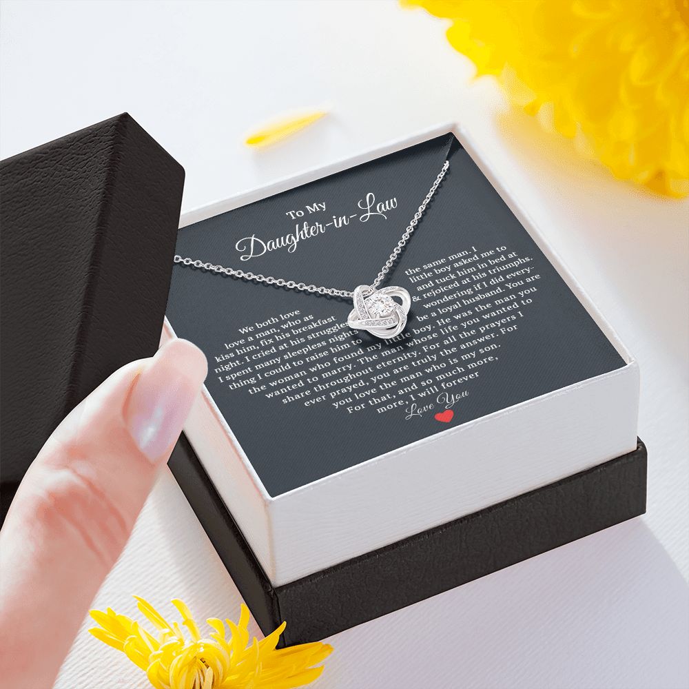 TO MY DAUGHTER IN LAW HEART LOVE KNOT NECKLACE GIFT SET