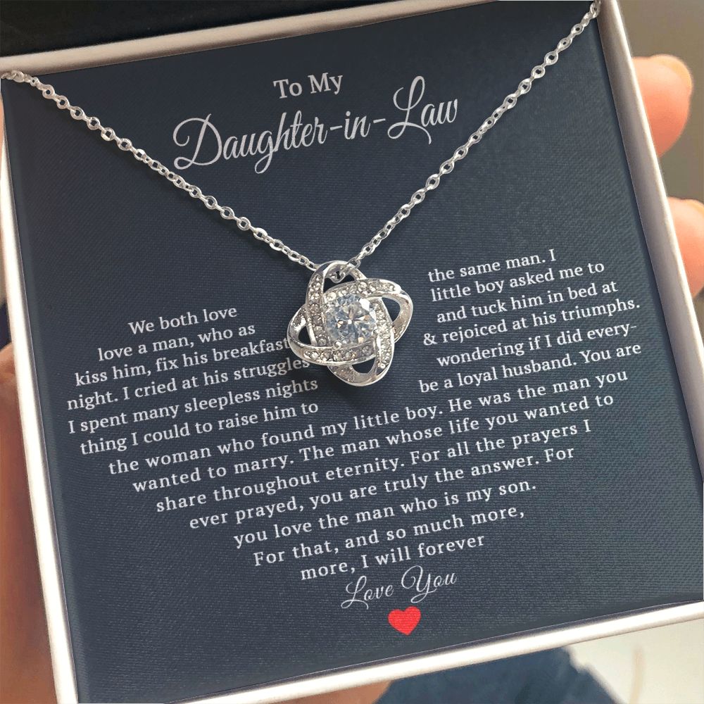 TO MY DAUGHTER IN LAW HEART LOVE KNOT NECKLACE GIFT SET