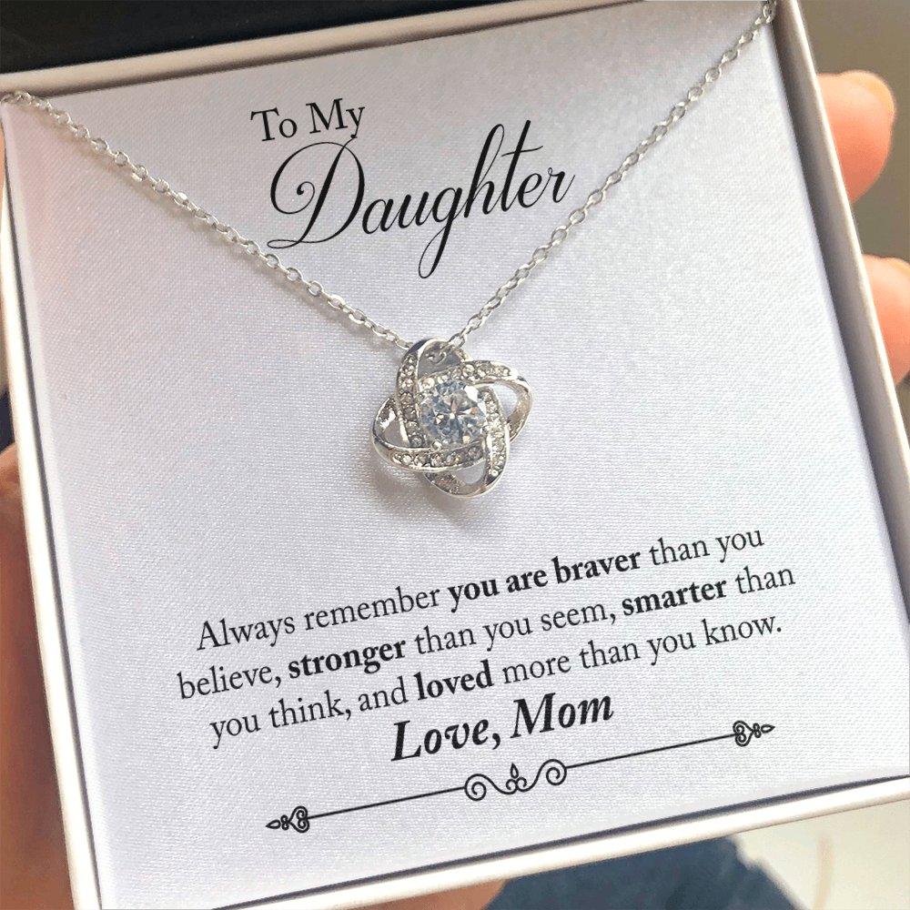 TO MY DAUGHTER BRAVER LOVE KNOT NECKLACE GIFT SET