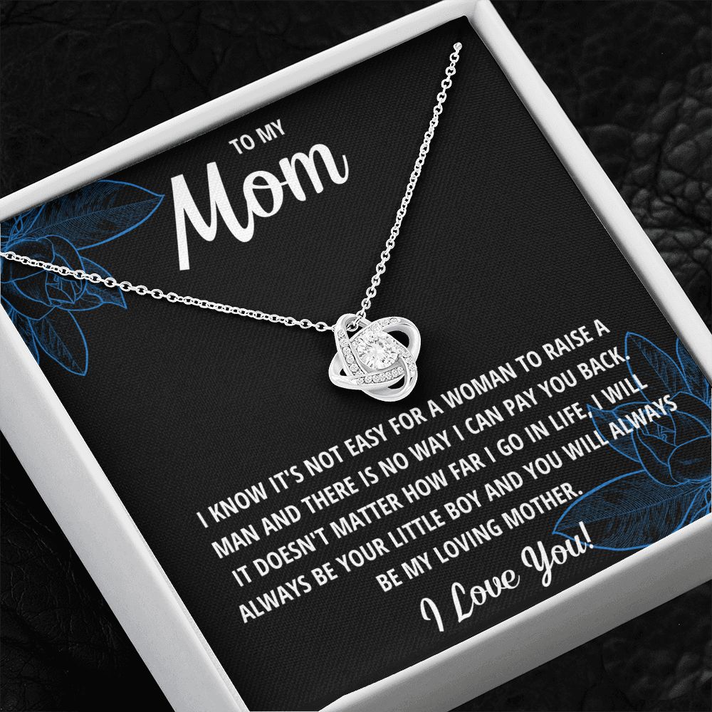 TO MY MOM LITTLE BOY BLACK LOVE KNOT NECKLACE GIFT SET
