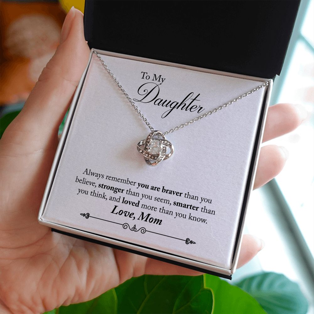 TO MY DAUGHTER BRAVER LOVE KNOT NECKLACE GIFT SET