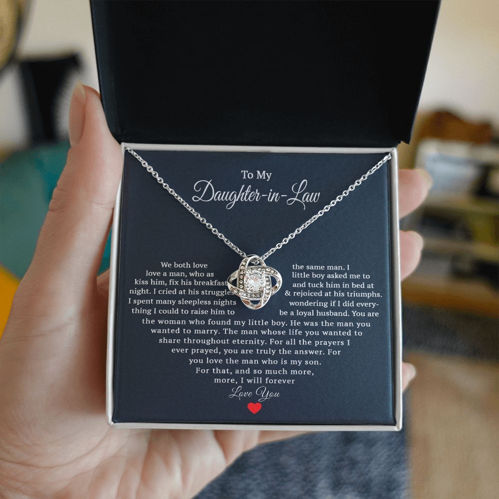 TO MY DAUGHTER IN LAW HEART LOVE KNOT NECKLACE GIFT SET
