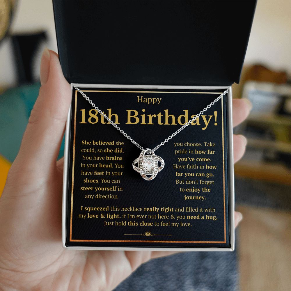 18TH BIRTHDAY SQUEEZED LOVE KNOT NECKLACE GIFT SET