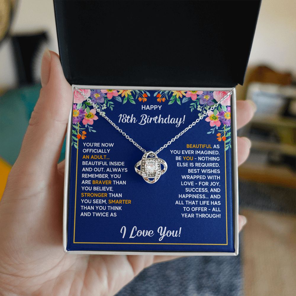 18TH BIRTHDAY WRAPPED LOVE KNOT NECKLACE GIFT SET
