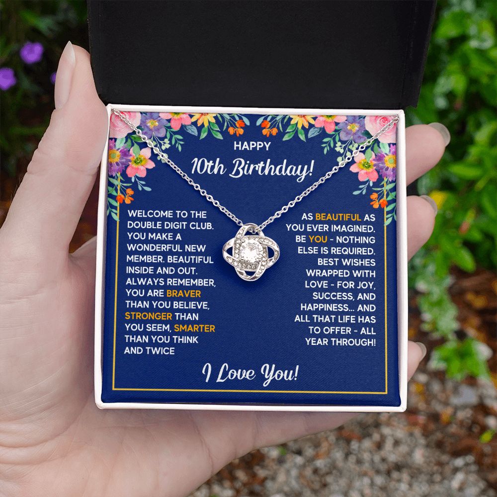 10TH BIRTHDAY LOVE KNOT NECKLACE GIFT SET