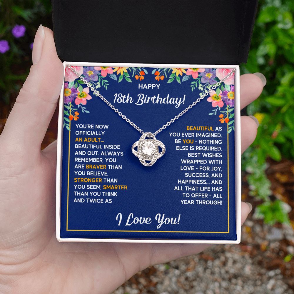 18TH BIRTHDAY WRAPPED LOVE KNOT NECKLACE GIFT SET