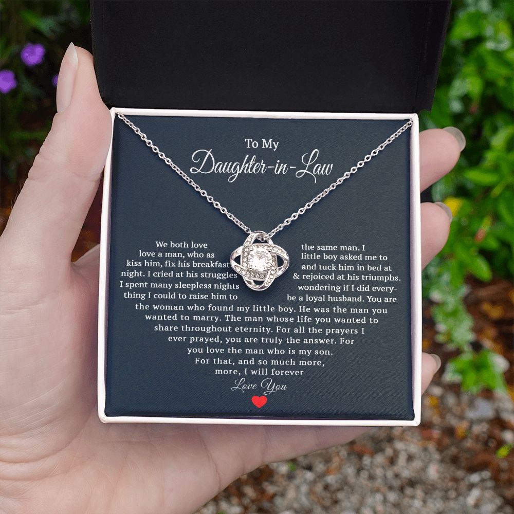 TO MY DAUGHTER IN LAW HEART LOVE KNOT NECKLACE GIFT SET