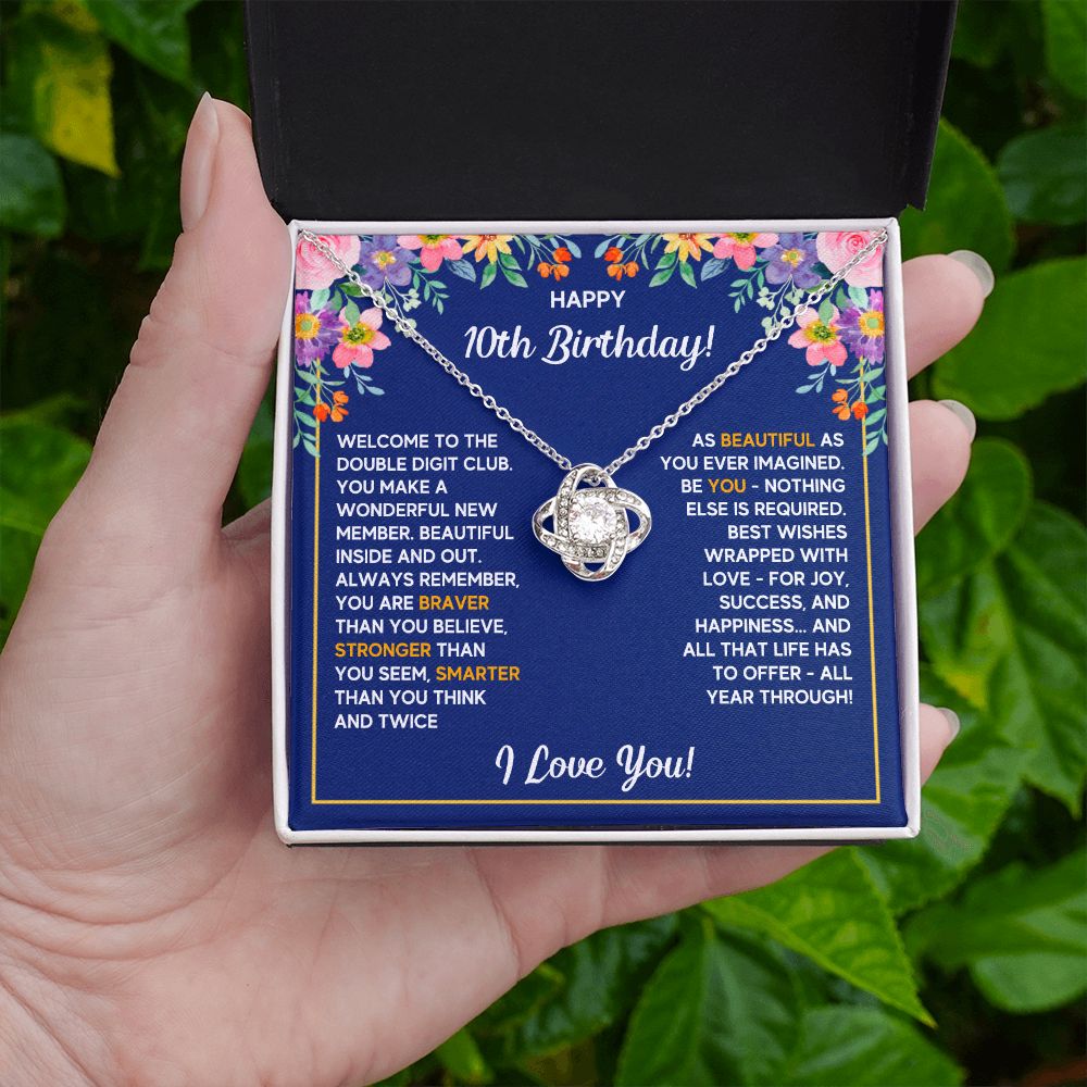 10TH BIRTHDAY LOVE KNOT NECKLACE GIFT SET