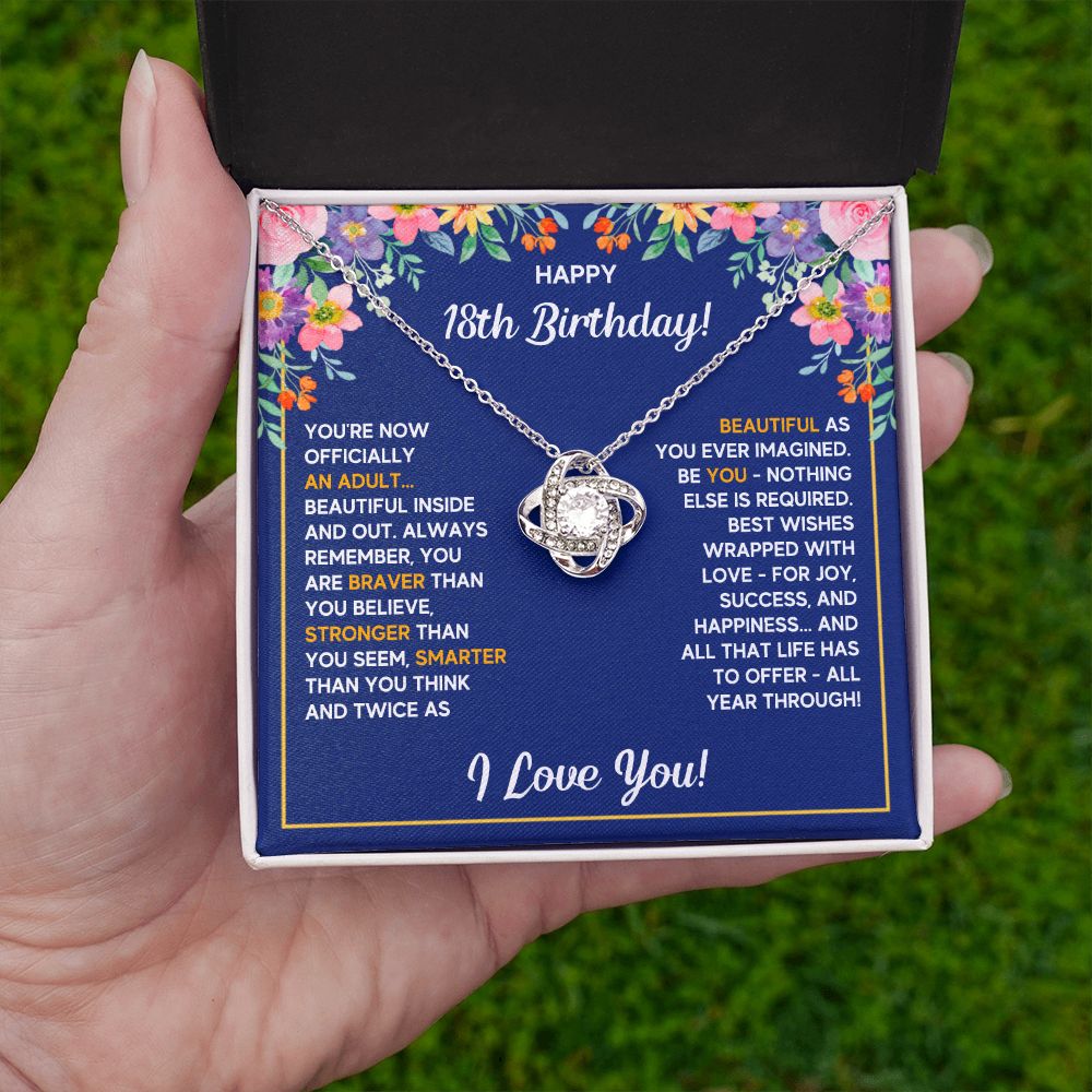 18TH BIRTHDAY WRAPPED LOVE KNOT NECKLACE GIFT SET