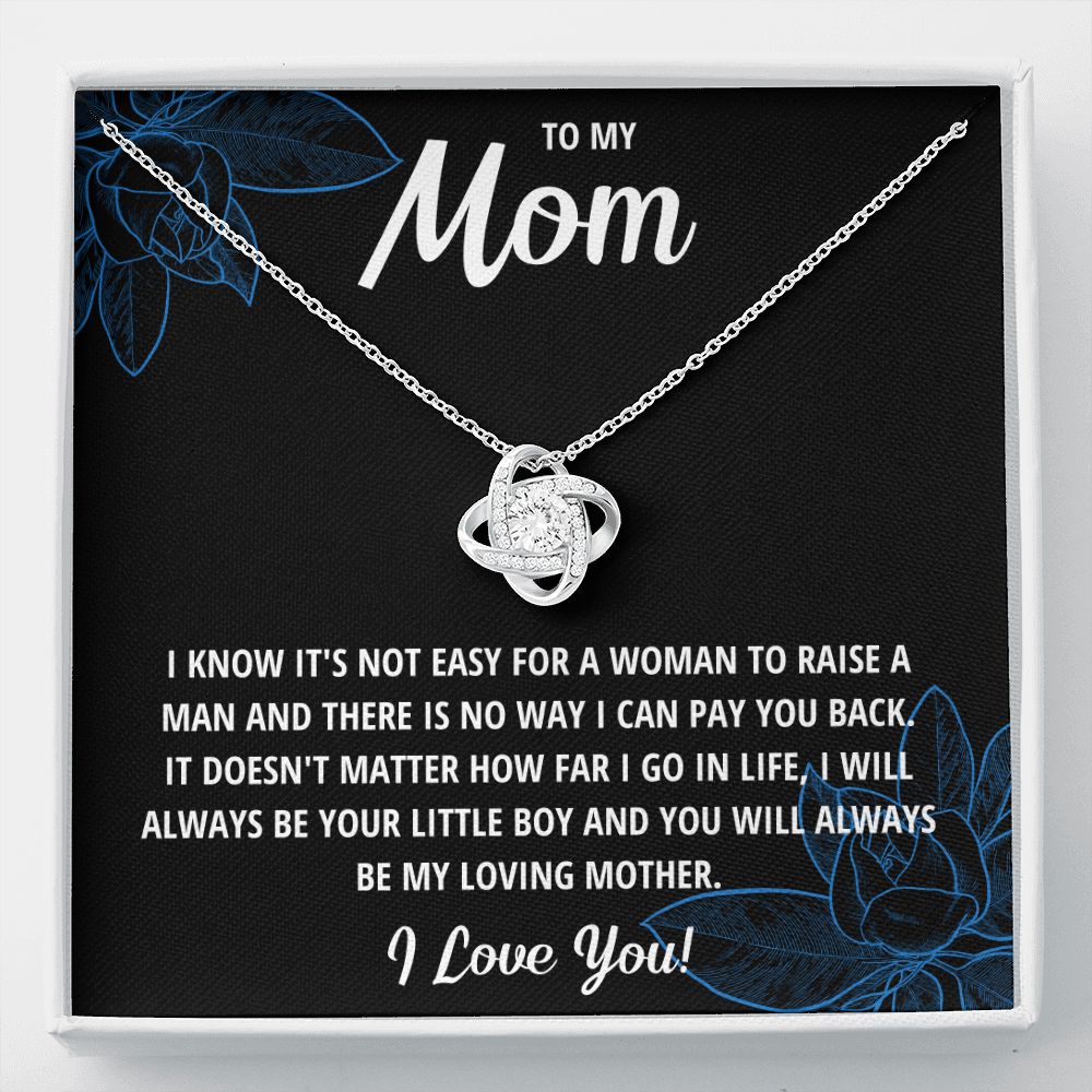 TO MY MOM LITTLE BOY BLACK LOVE KNOT NECKLACE GIFT SET
