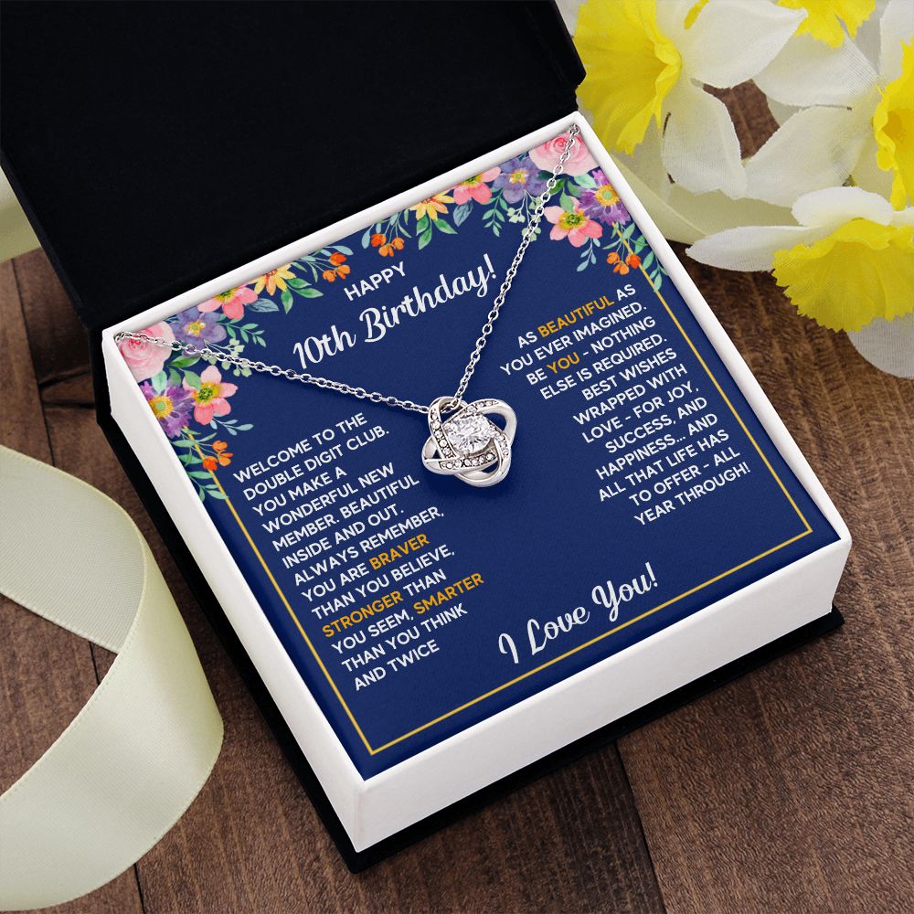 10TH BIRTHDAY LOVE KNOT NECKLACE GIFT SET