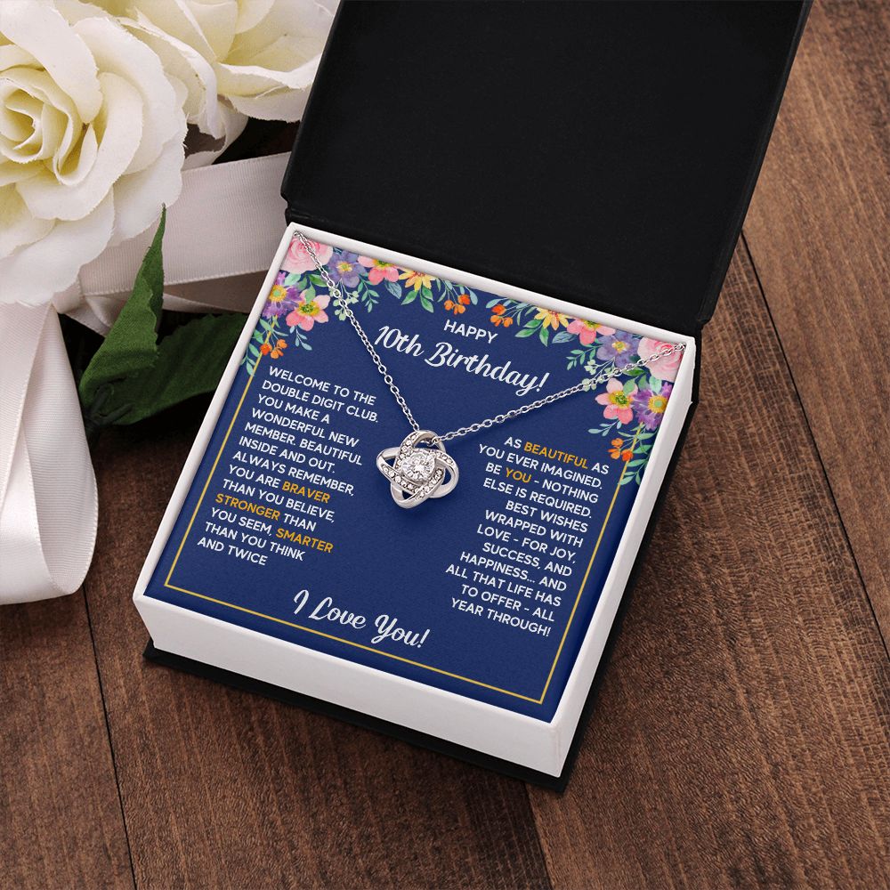 10TH BIRTHDAY LOVE KNOT NECKLACE GIFT SET