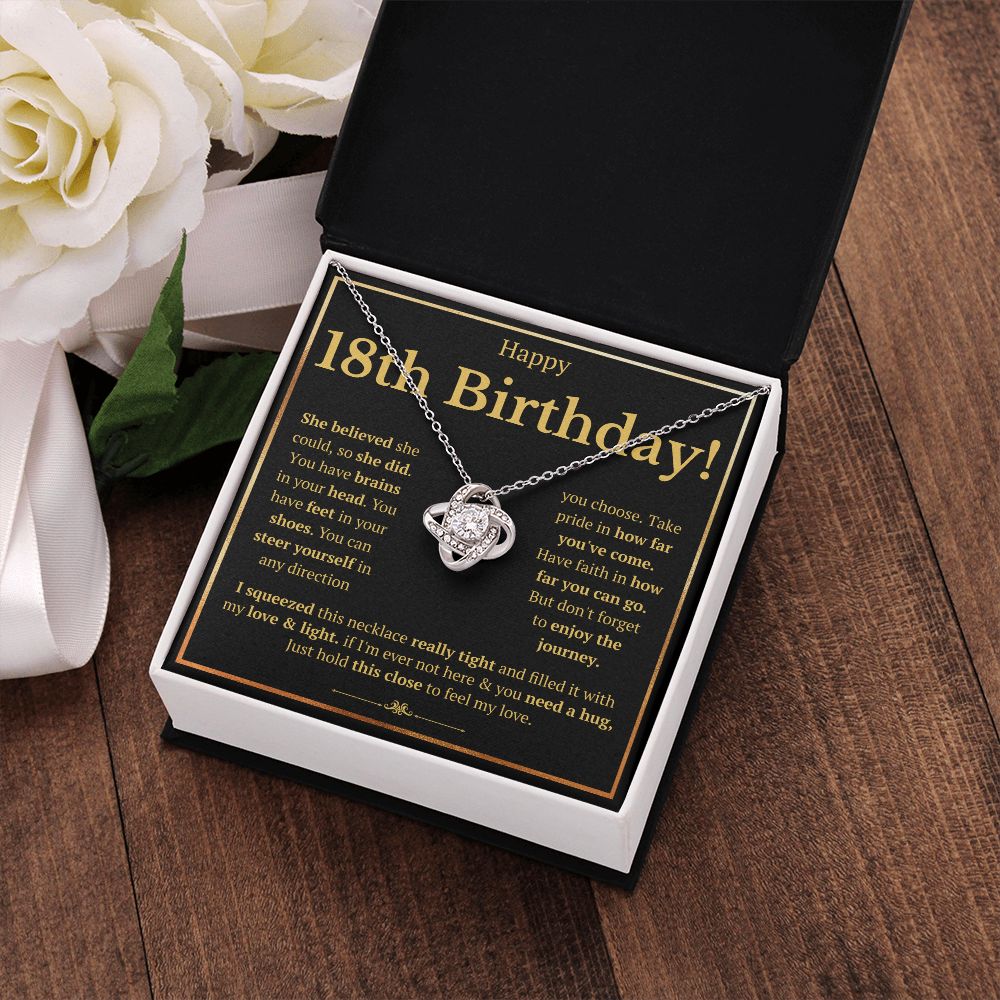 18TH BIRTHDAY SQUEEZED LOVE KNOT NECKLACE GIFT SET