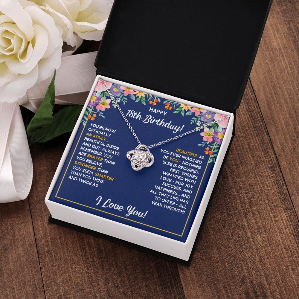 18TH BIRTHDAY WRAPPED LOVE KNOT NECKLACE GIFT SET