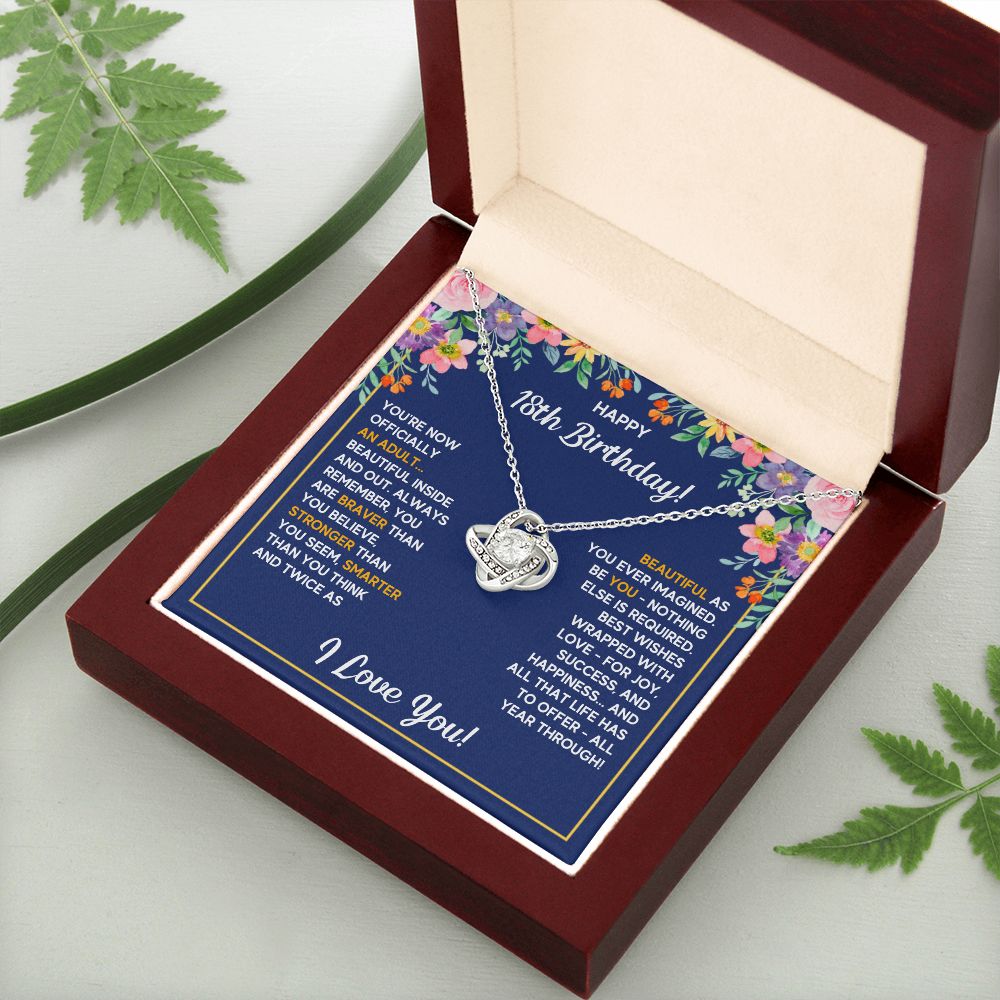 18TH BIRTHDAY WRAPPED LOVE KNOT NECKLACE GIFT SET