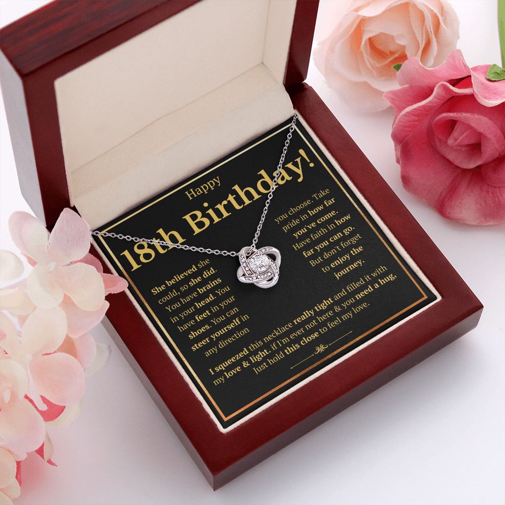 18TH BIRTHDAY SQUEEZED LOVE KNOT NECKLACE GIFT SET