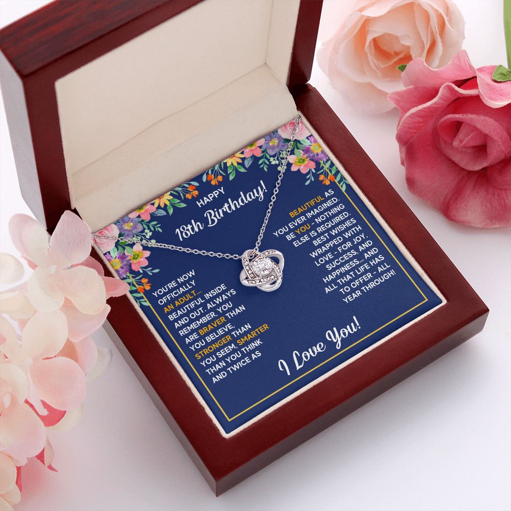 18TH BIRTHDAY WRAPPED LOVE KNOT NECKLACE GIFT SET