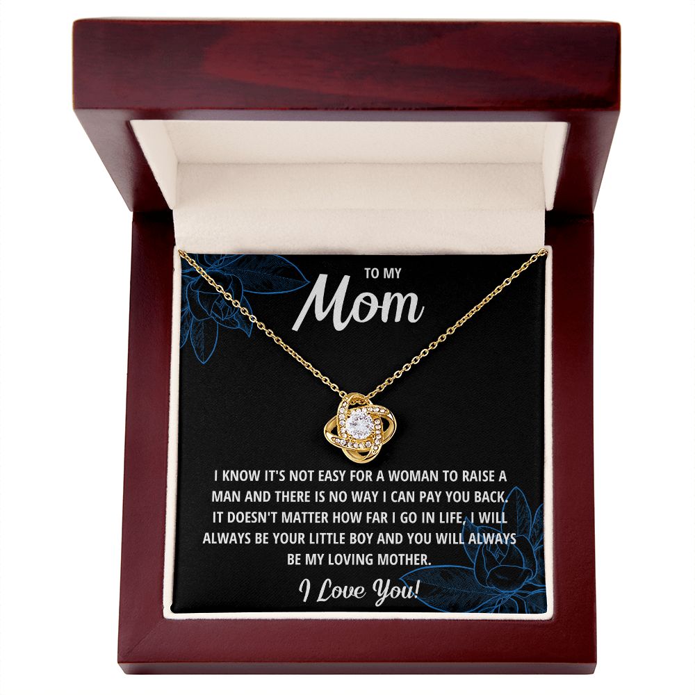 TO MY MOM LITTLE BOY BLACK LOVE KNOT NECKLACE GIFT SET