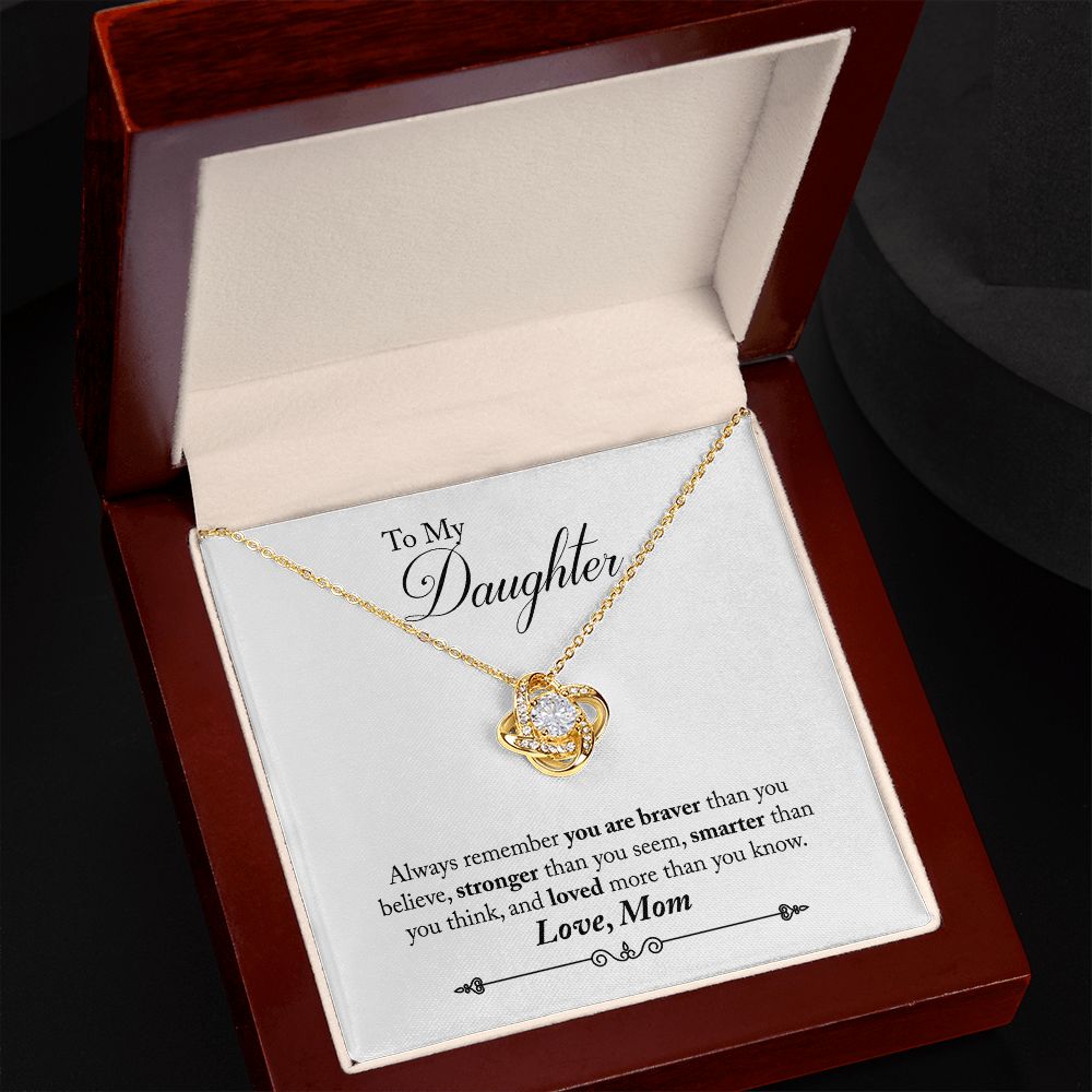 TO MY DAUGHTER BRAVER LOVE KNOT NECKLACE GIFT SET