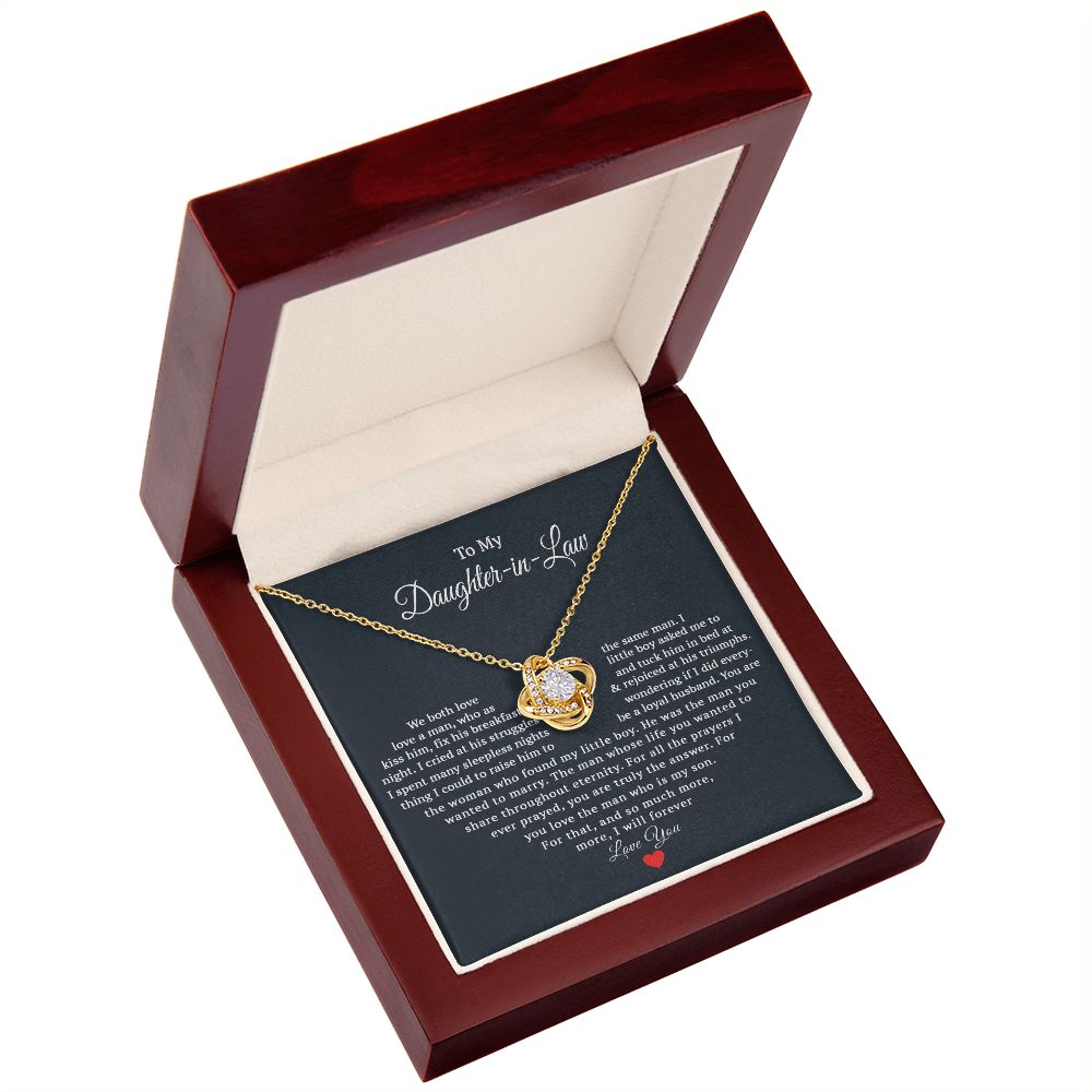TO MY DAUGHTER IN LAW HEART LOVE KNOT NECKLACE GIFT SET