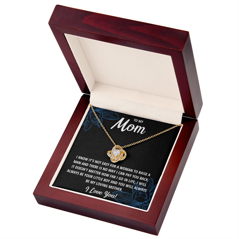 TO MY MOM LITTLE BOY BLACK LOVE KNOT NECKLACE GIFT SET