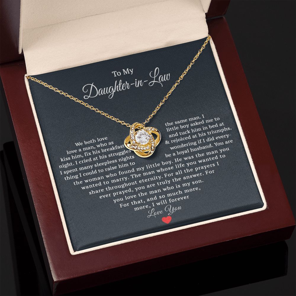TO MY DAUGHTER IN LAW HEART LOVE KNOT NECKLACE GIFT SET