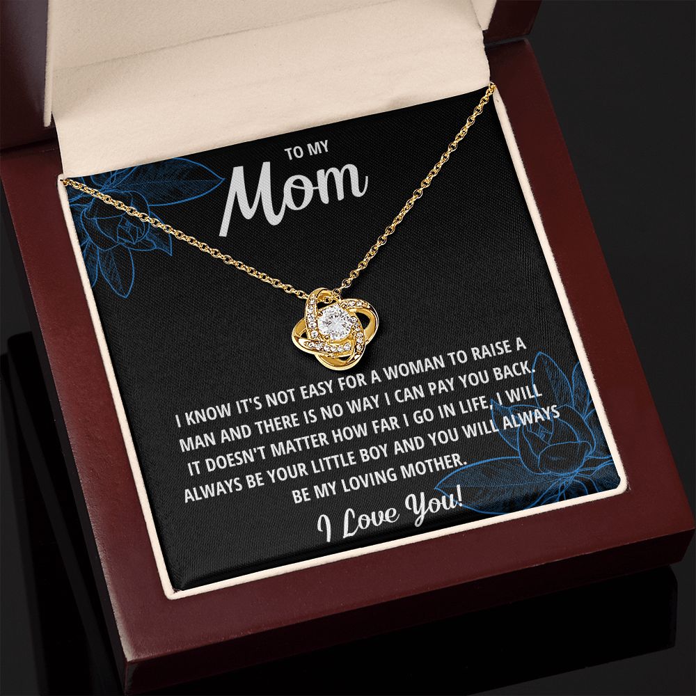 TO MY MOM LITTLE BOY BLACK LOVE KNOT NECKLACE GIFT SET