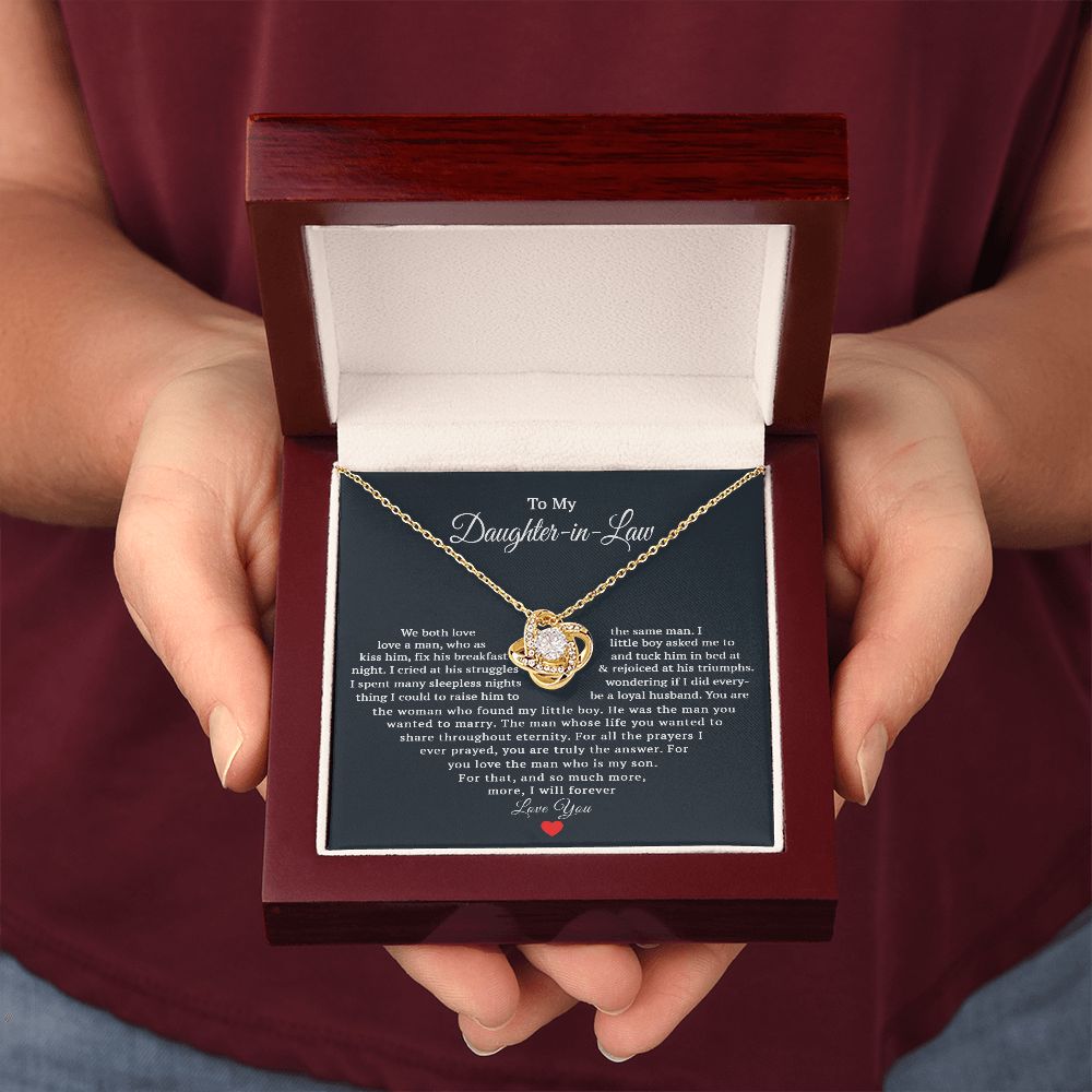 TO MY DAUGHTER IN LAW HEART LOVE KNOT NECKLACE GIFT SET