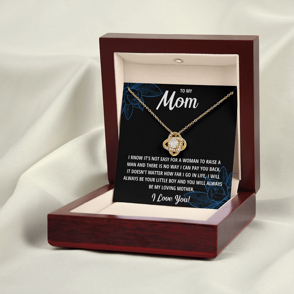 TO MY MOM LITTLE BOY BLACK LOVE KNOT NECKLACE GIFT SET