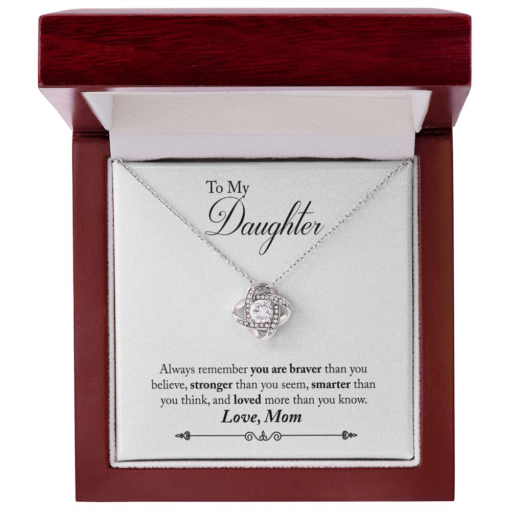 TO MY DAUGHTER BRAVER LOVE KNOT NECKLACE GIFT SET