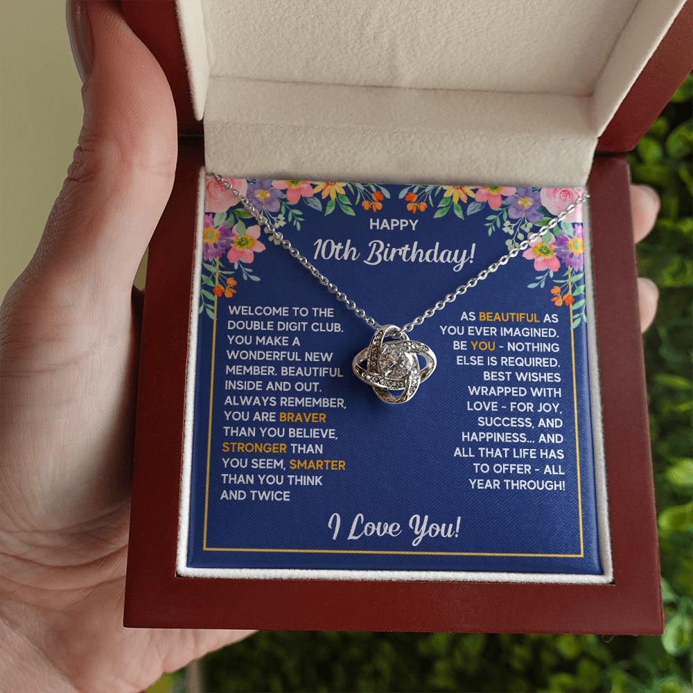10TH BIRTHDAY LOVE KNOT NECKLACE GIFT SET