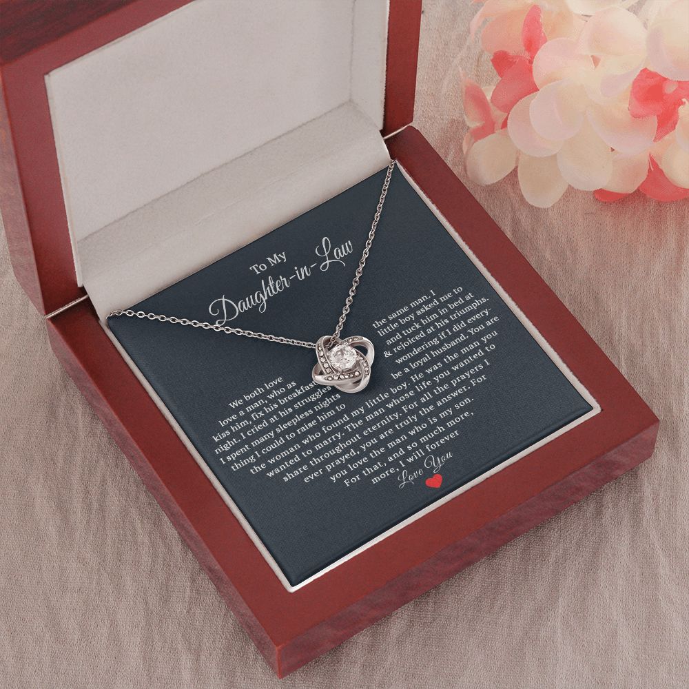 TO MY DAUGHTER IN LAW HEART LOVE KNOT NECKLACE GIFT SET