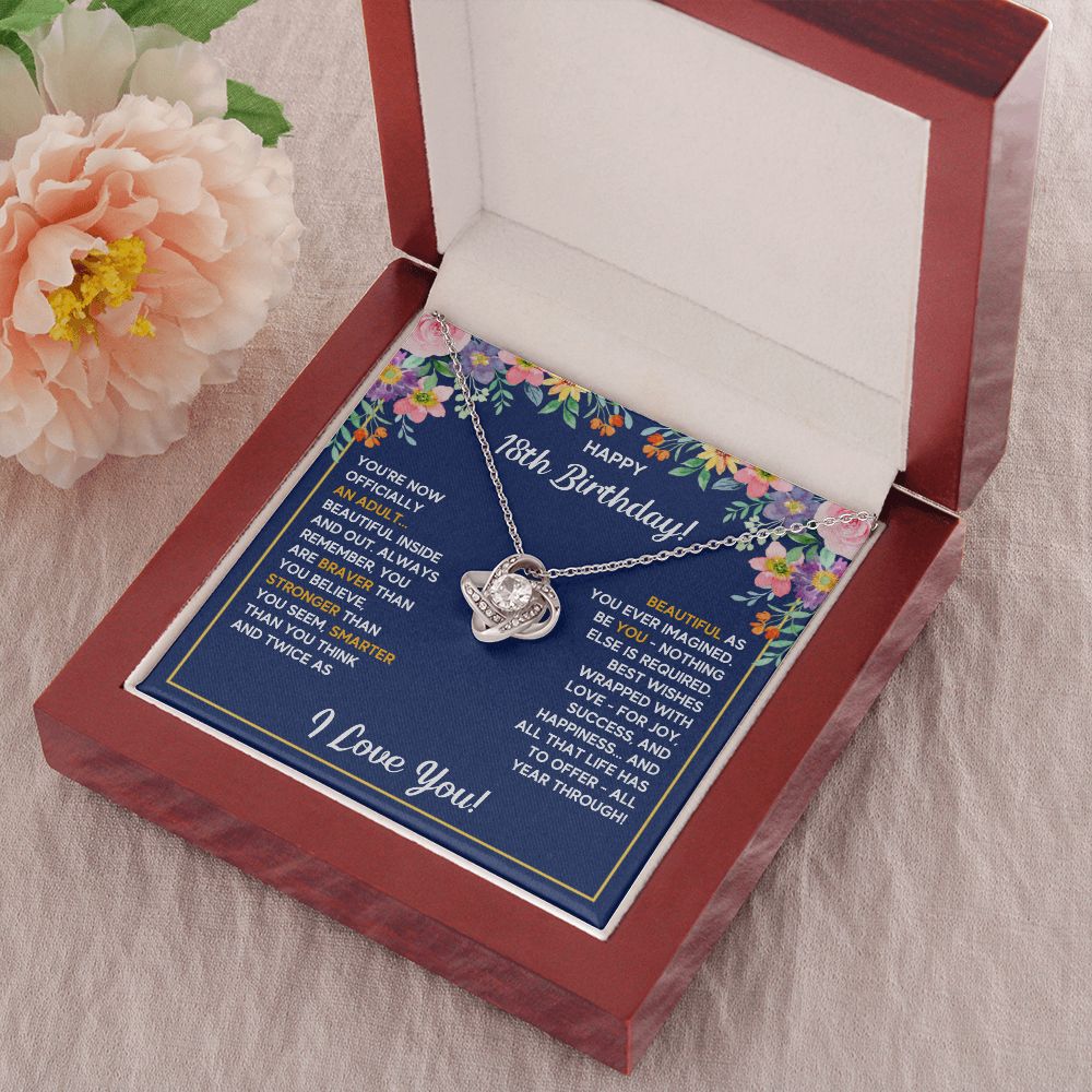 18TH BIRTHDAY WRAPPED LOVE KNOT NECKLACE GIFT SET
