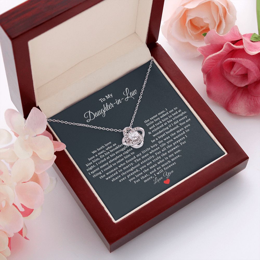 TO MY DAUGHTER IN LAW HEART LOVE KNOT NECKLACE GIFT SET