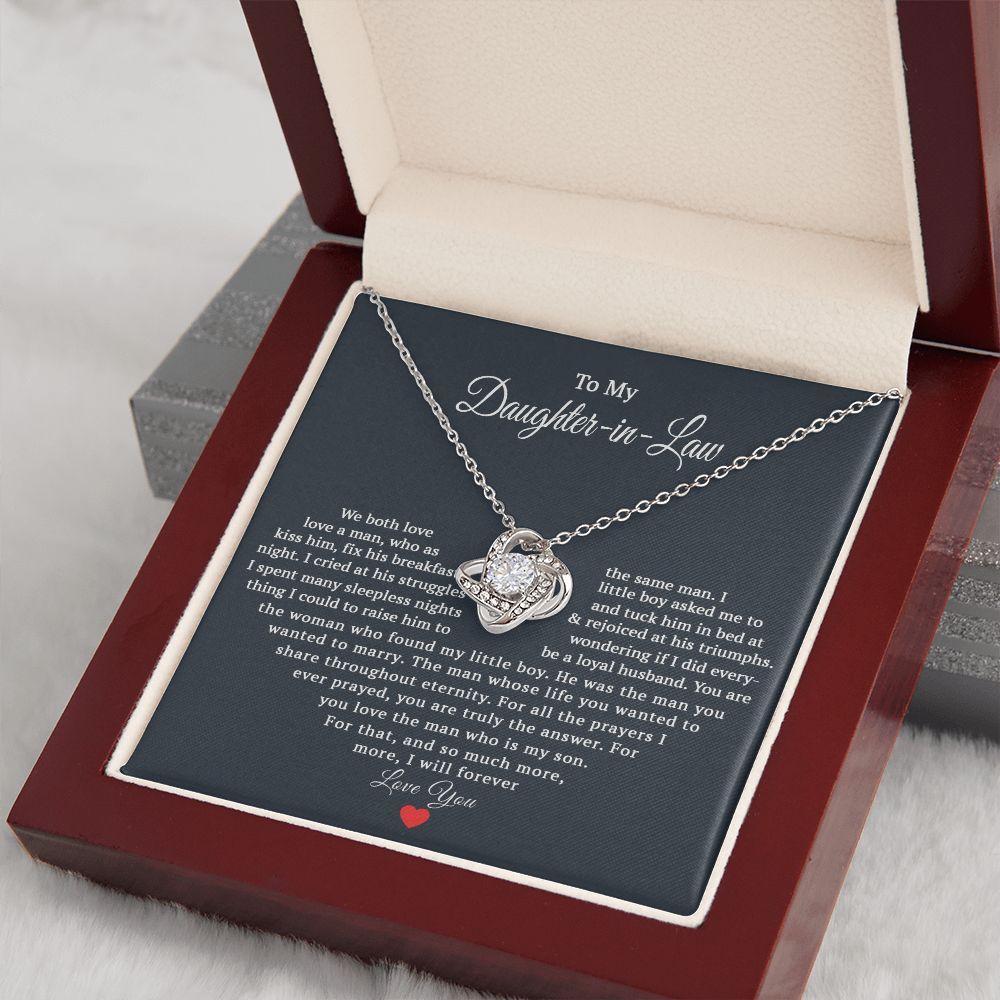 TO MY DAUGHTER IN LAW HEART LOVE KNOT NECKLACE GIFT SET