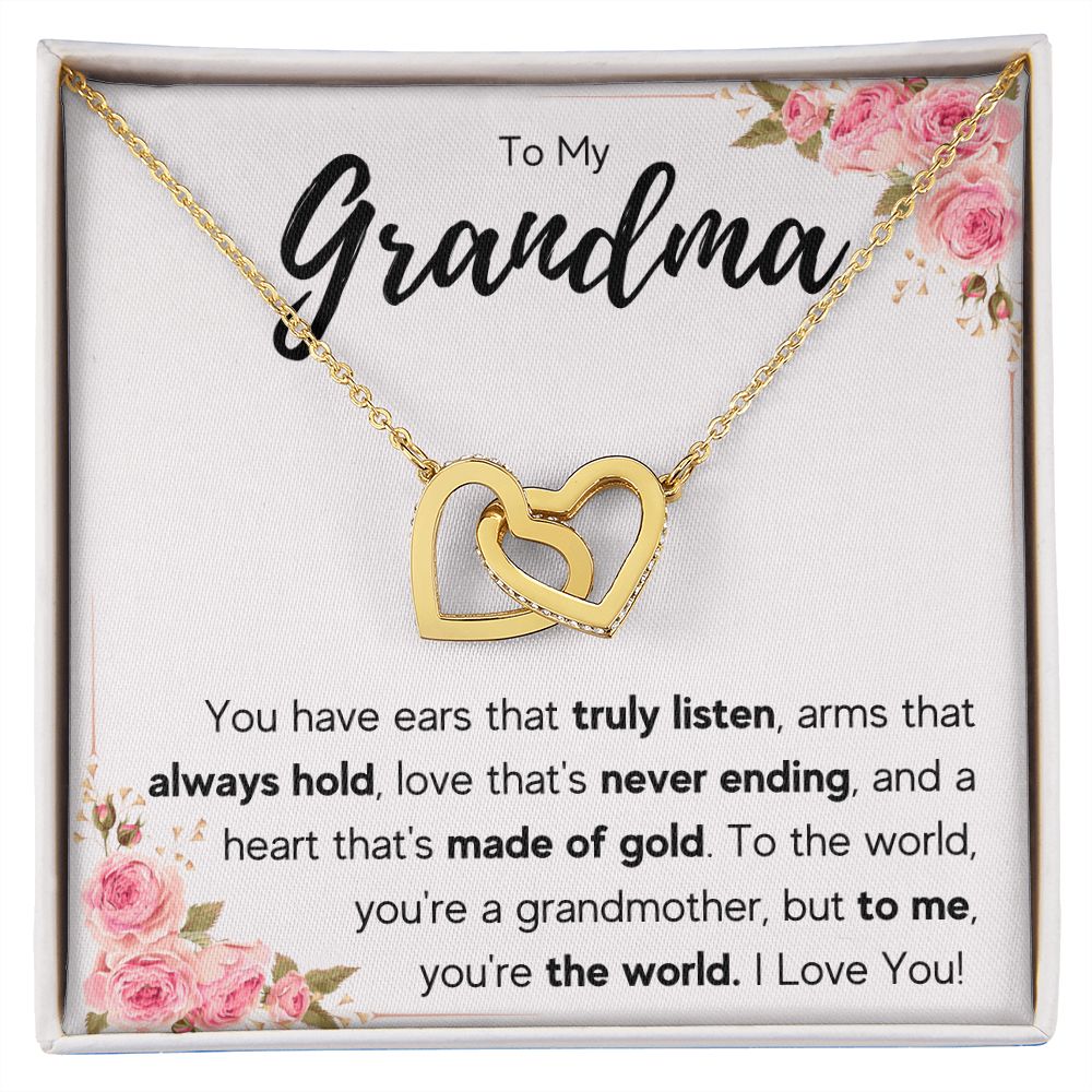 TO MY GRANDMA NEVER ENDING INTERLOCKING HEARTS NECKLACE GIFT SET