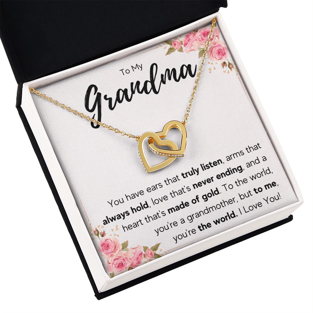 TO MY GRANDMA NEVER ENDING INTERLOCKING HEARTS NECKLACE GIFT SET